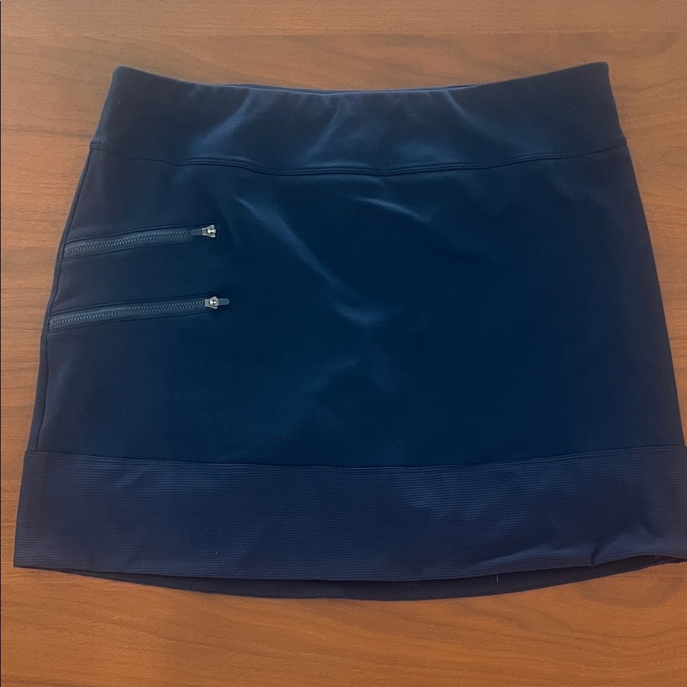 Navy Blue Athleta Golf Skirt Size Large with Zipper Accents
